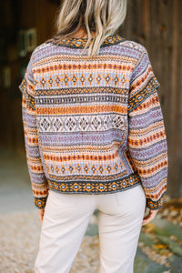 It's Your Love Brown Printed Sweater
