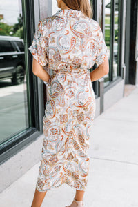 satin paisley midi dress