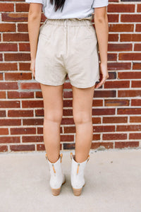 Work It Out Taupe Corduroy Shorts