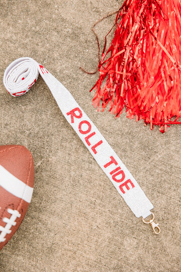 Treasure Jewels: Gameday White & Cardinal Red Beaded Purse Strap, Os - The Mint Julep Boutique | Women's Boutique Clothing