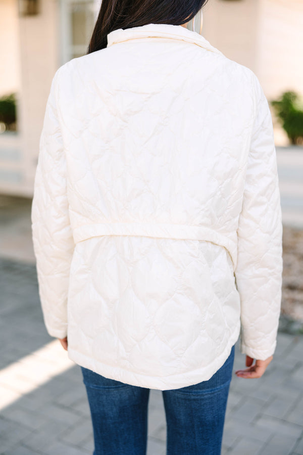 Stay By Your Side Snowflake White Quilted Jacket
