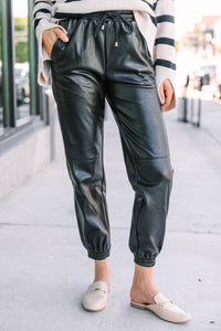 faux leather joggers