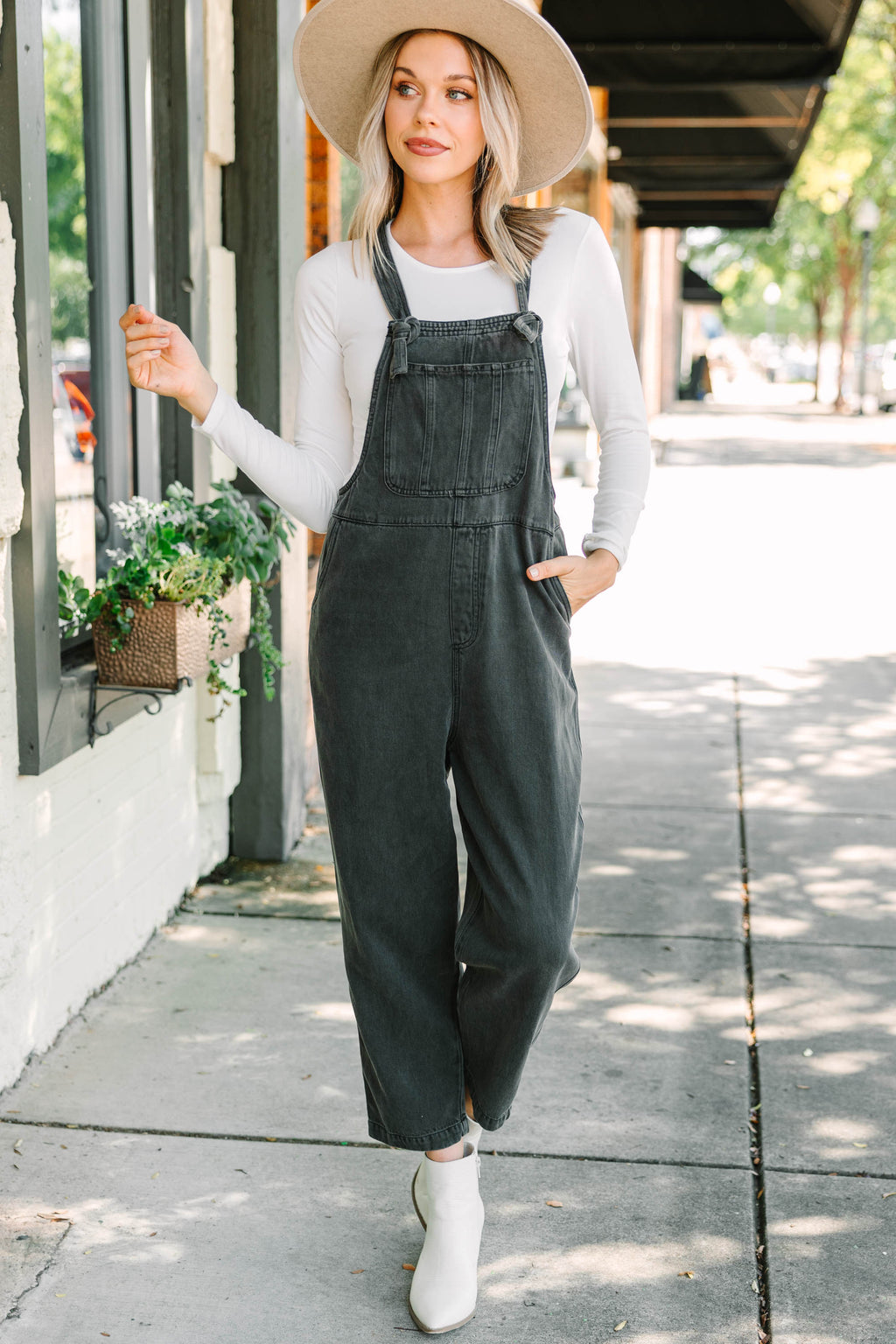 Know You Well Black Washed Denim Jumpsuit Overalls