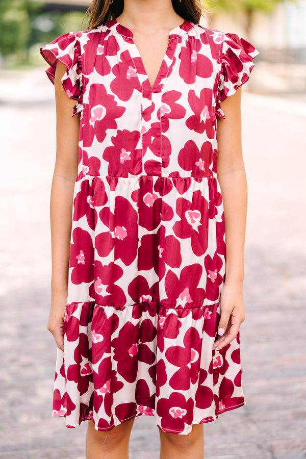This Is Your Time Wine Red Floral Dress