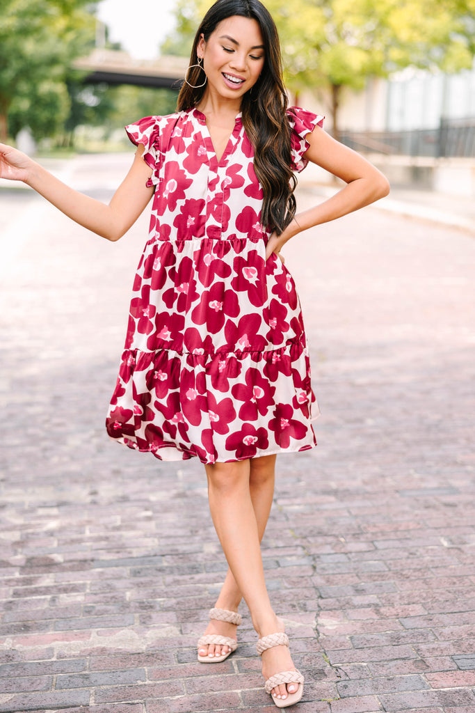 This Is Your Time Wine Red Floral Dress – Shop the Mint