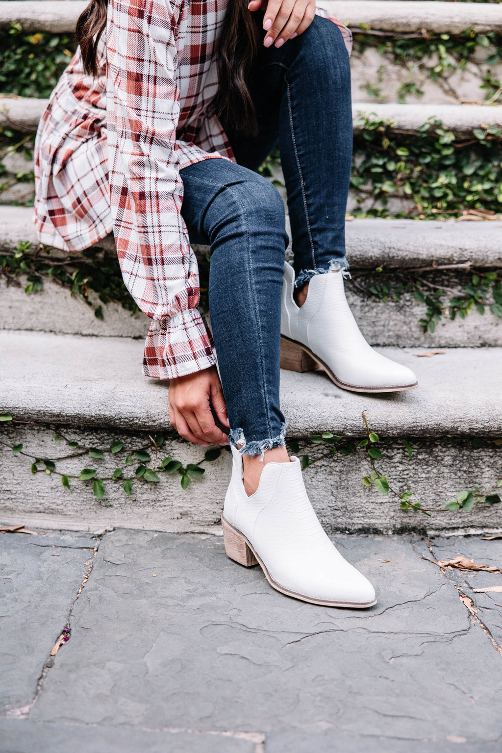 White croc shop ankle boots