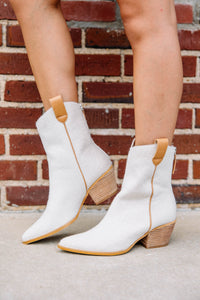 Can't Let You Go Beige White Croc Booties