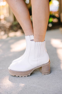 On The Move White Chelsea Boots
