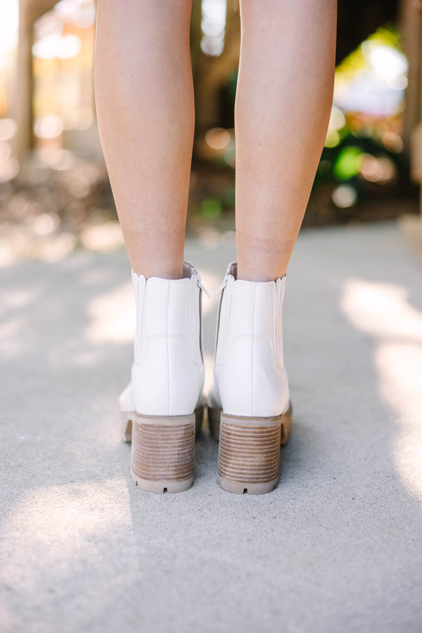 On The Move White Chelsea Boots