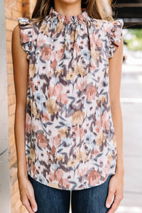 Need Your Love Cinnamon Brown Floral Tank