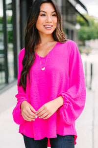 vibrant bubble sleeve blouse