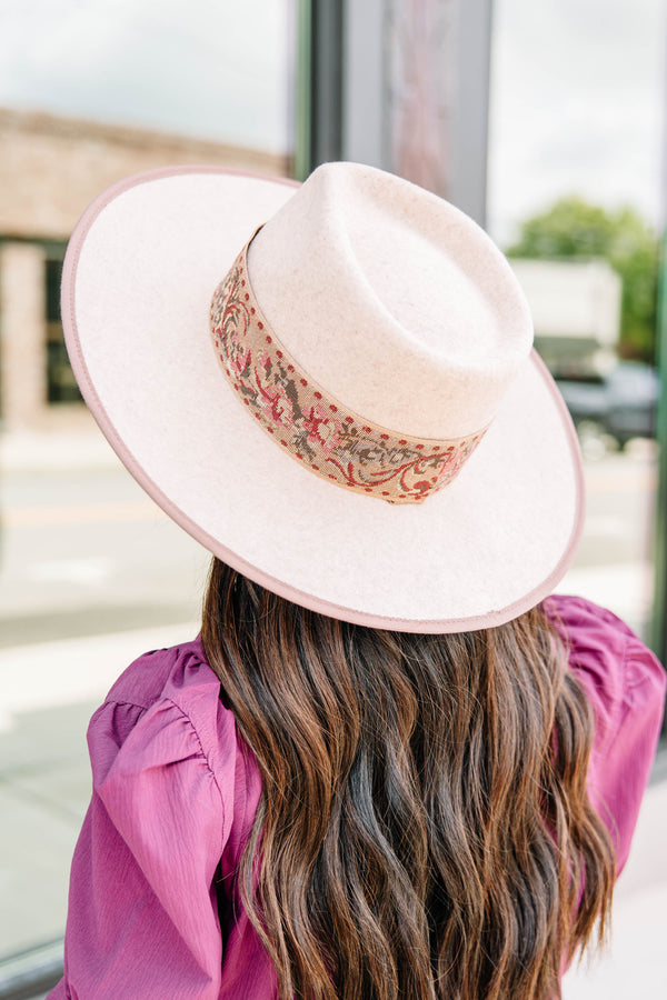 trendy brocade trim wool hat