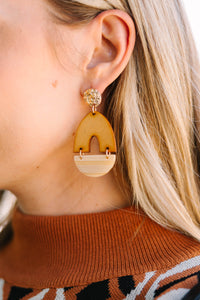 On The Lookout Brown Oval Geometric Earrings