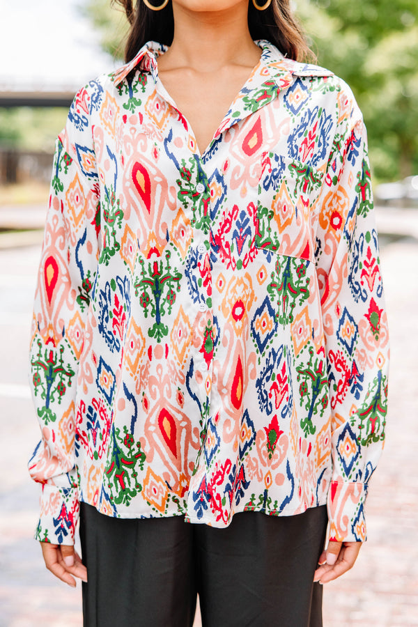 This Is It Salmon Pink Ornamental Print Blouse – Shop the Mint