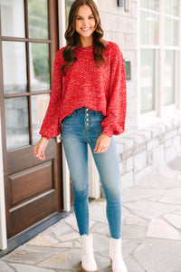 The Slouchy Red Bubble Sleeve Sweater