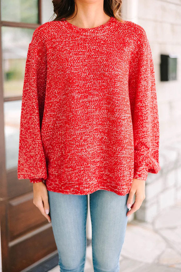 The Slouchy Red Bubble Sleeve Sweater