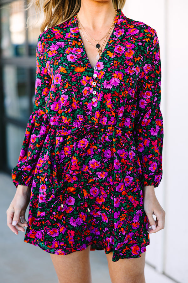Spend Some Time Black Ditsy Floral Dress