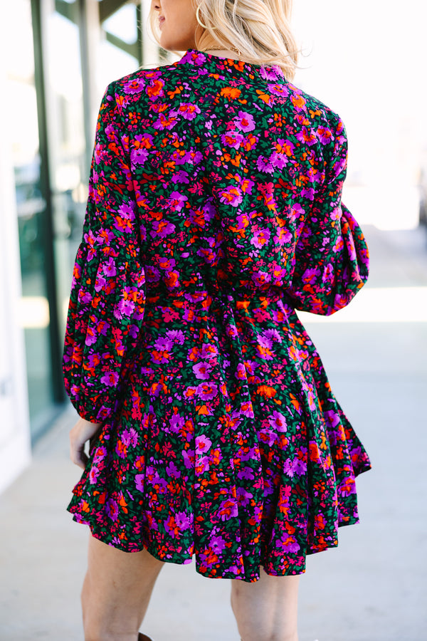 Spend Some Time Black Ditsy Floral Dress