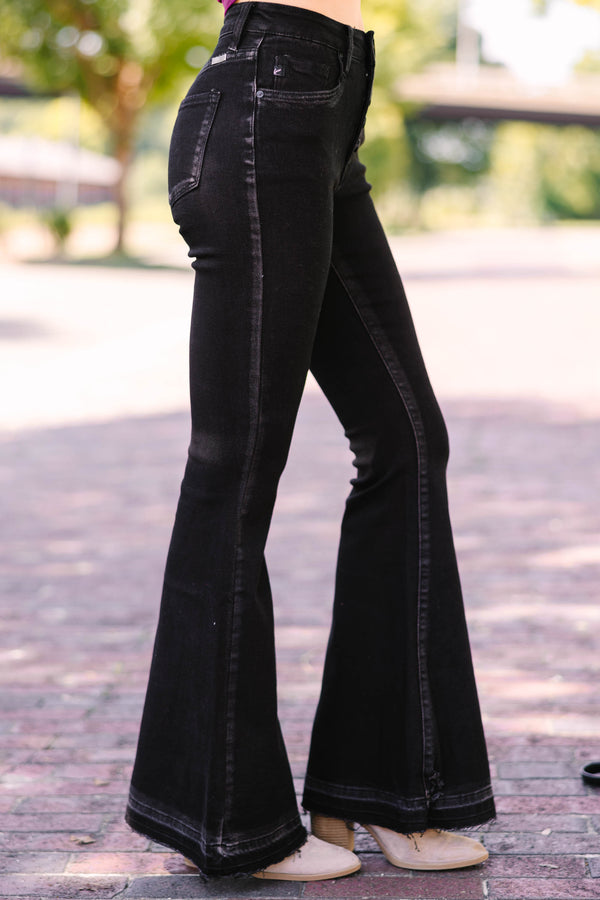 Black Crepe Stretchy Flare Pants HOWLING WOLF - Cloud9