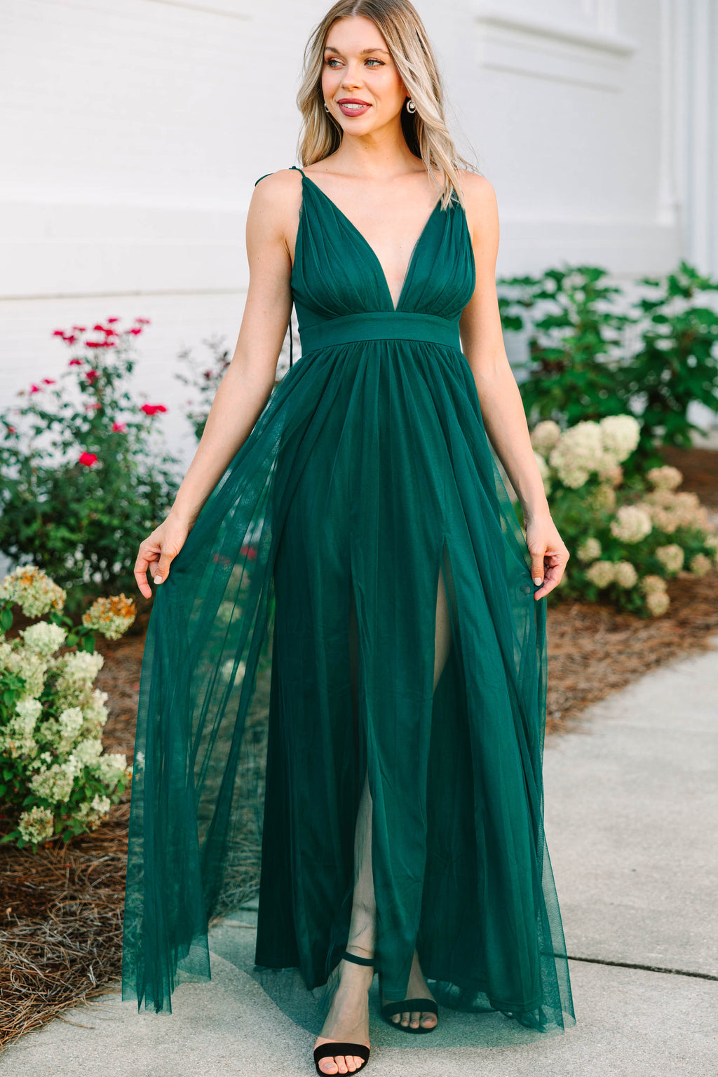 It Was All A Dream Emerald Green Tulle Maxi Dress
