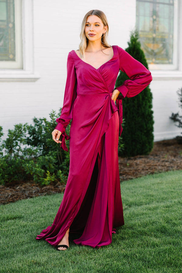 One Side Off-Shoulder Satin Gown in Red - Retro, Indie and Unique Fashion