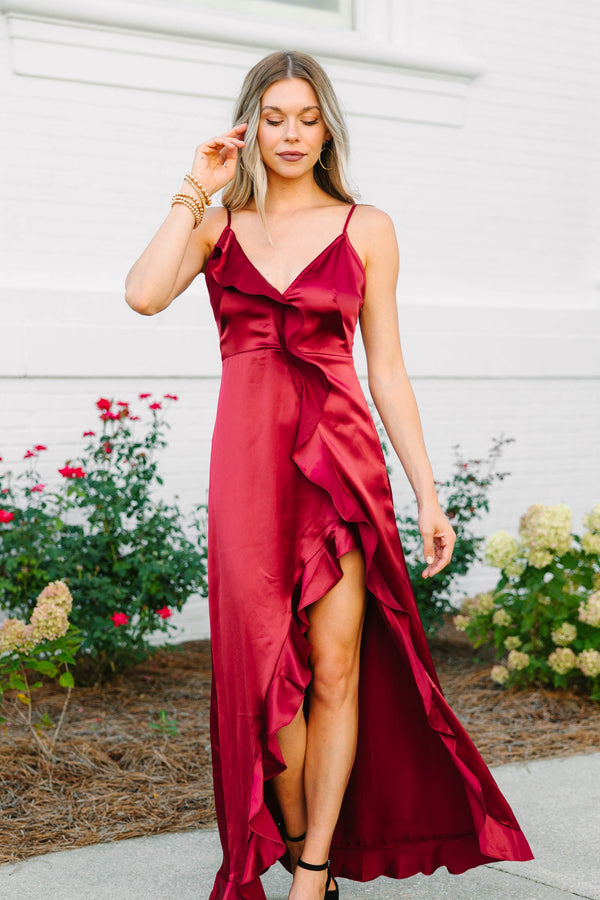 It's Gotta Be Love Burgundy Red Ruffled Maxi Dress, Small - The Mint Julep Boutique | Women's Boutique Clothing It's Gotta Be Love Burgundy Red Ruffled Maxi Dress, Small - The Mint Julep Boutique | Women's Boutique Clothing
