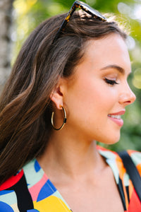 It's Your Story Gold with Black Crystal Hoop Earrings