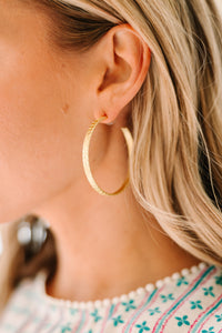 Looking Good Gold Textured Hoop Earrings