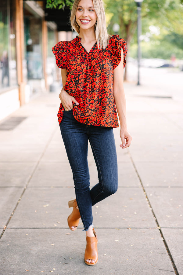Right Place Right Time Black Floral Blouse