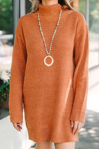 What Goes Around Copper Orange Sweater Dress