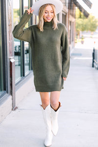 green sweater dress