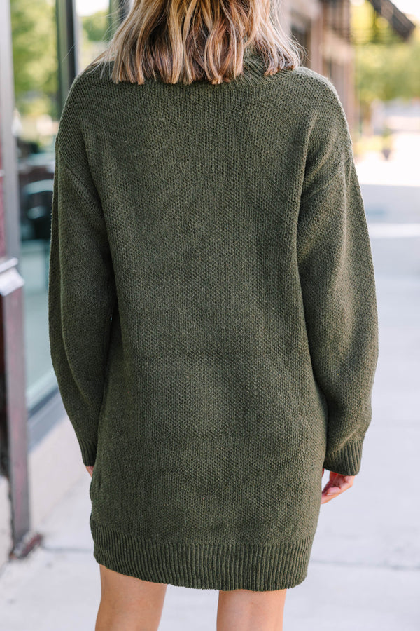 green sweater dress