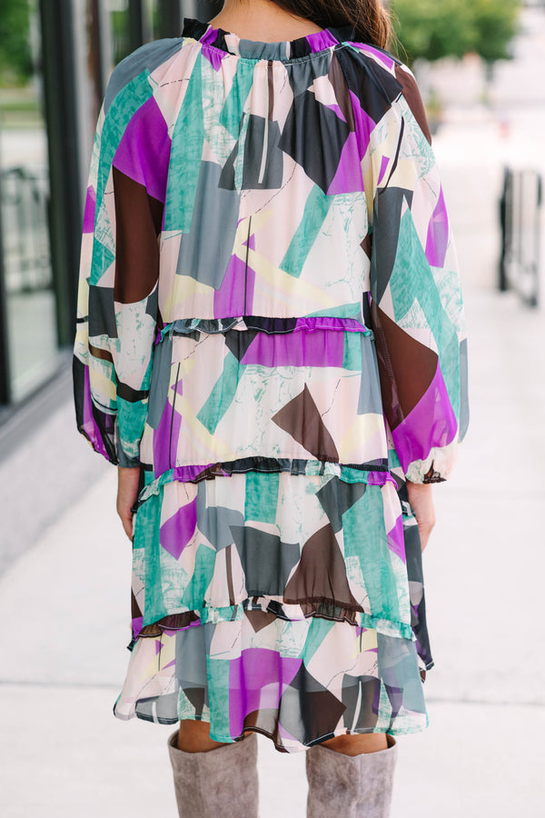 Promised Fun Orchid Purple Abstract Dress