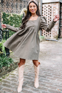 Beautifully You Olive Green Babydoll Dress