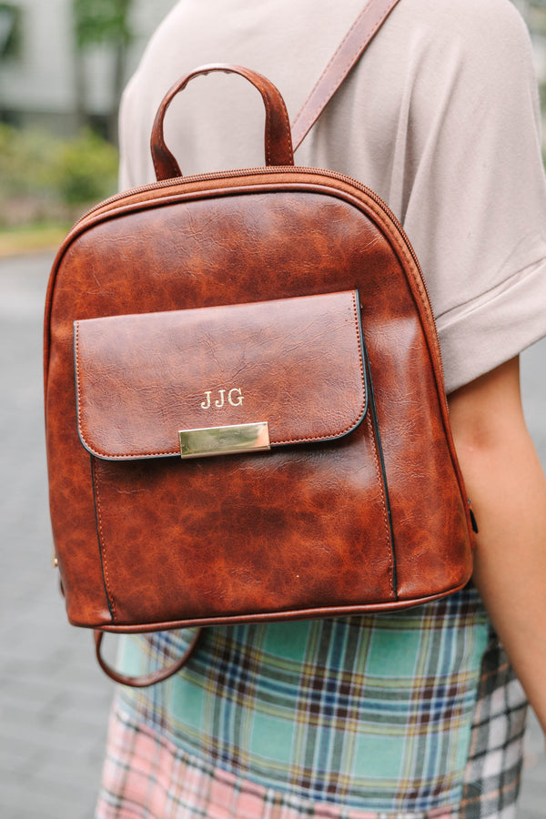 Let's Chat Cognac Brown Backpack