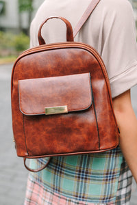 Let's Chat Cognac Brown Backpack