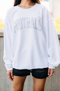 Football White Corded Graphic Sweatshirt