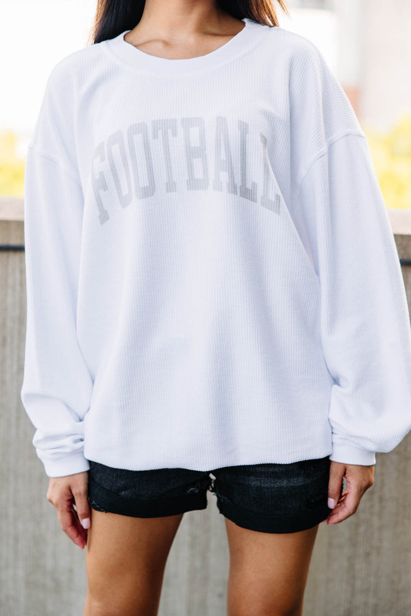 Football White Corded Graphic Sweatshirt