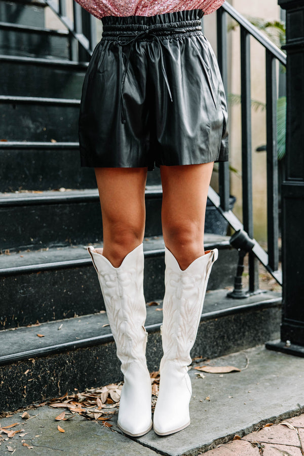You Got This Black Faux Leather Shorts