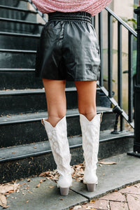 You Got This Black Faux Leather Shorts