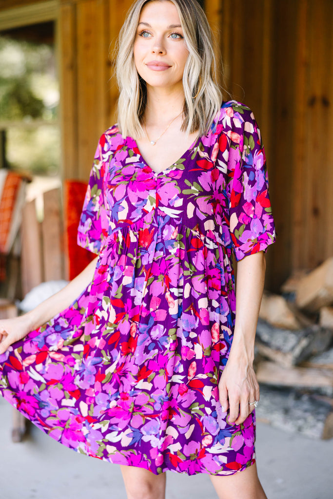 Find The Way Magenta Purple Floral Dress – Shop the Mint