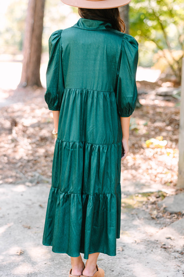 All The Love Hunter Green Satin Midi Dress Shop the Mint All The Love Hunter Green Satin Midi Dress Shop the Mint