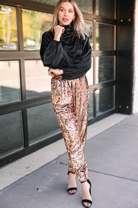 Living On Love Copper Sequin Joggers