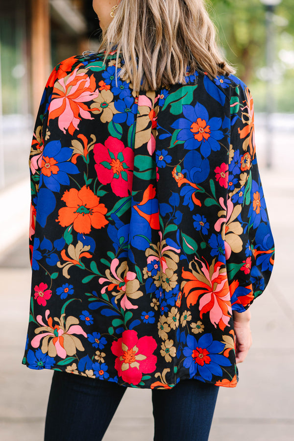 All The Love Black Floral Blouse
