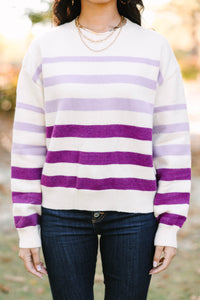 All I Can See Purple Striped Sweater