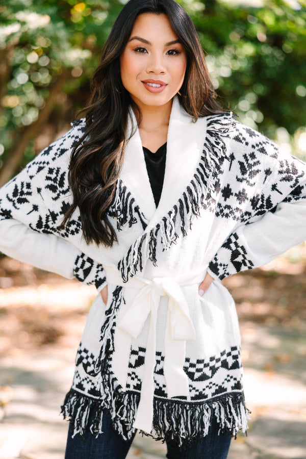 What You Love Ivory White Aztec Cardigan