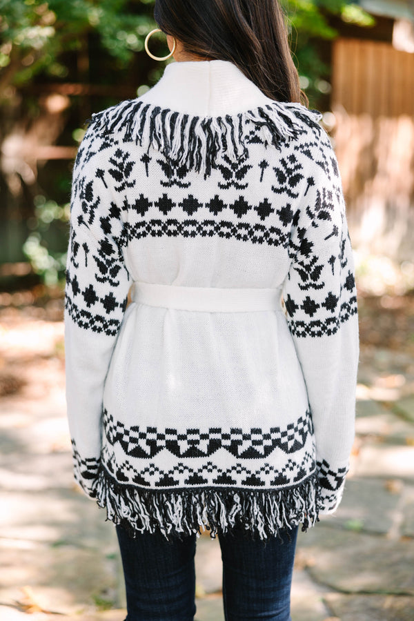 What You Love Ivory White Aztec Cardigan
