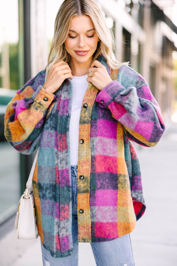 Graphic Plaid Knitted Cardigan