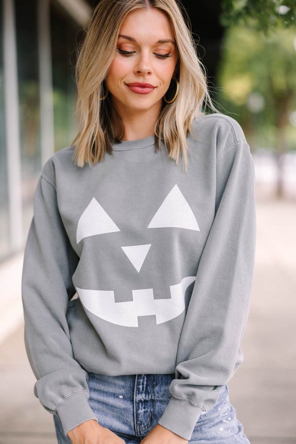 Comfort Colors: Jack-o-Lantern Gray Graphic Sweatshirt