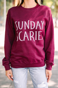 Sunday Scaries Maroon Red Graphic Sweatshirt